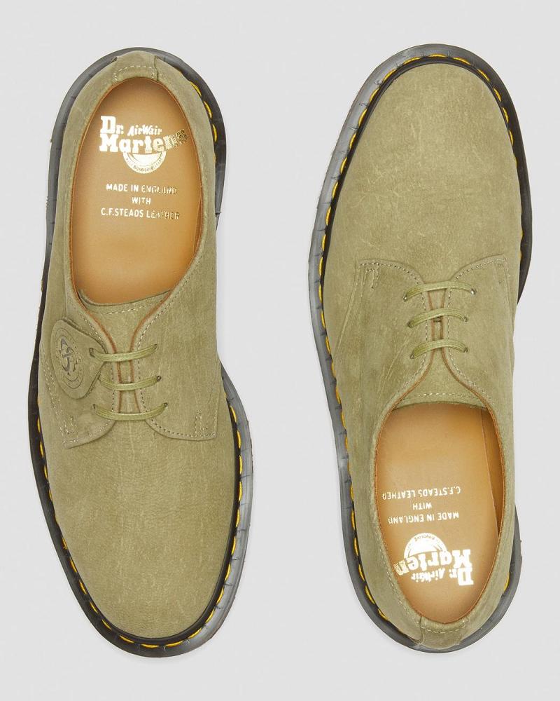 Green Men's Dr Martens 1461 Made in England Nubuck Leather Oxfords Shoes | CA 597FDN